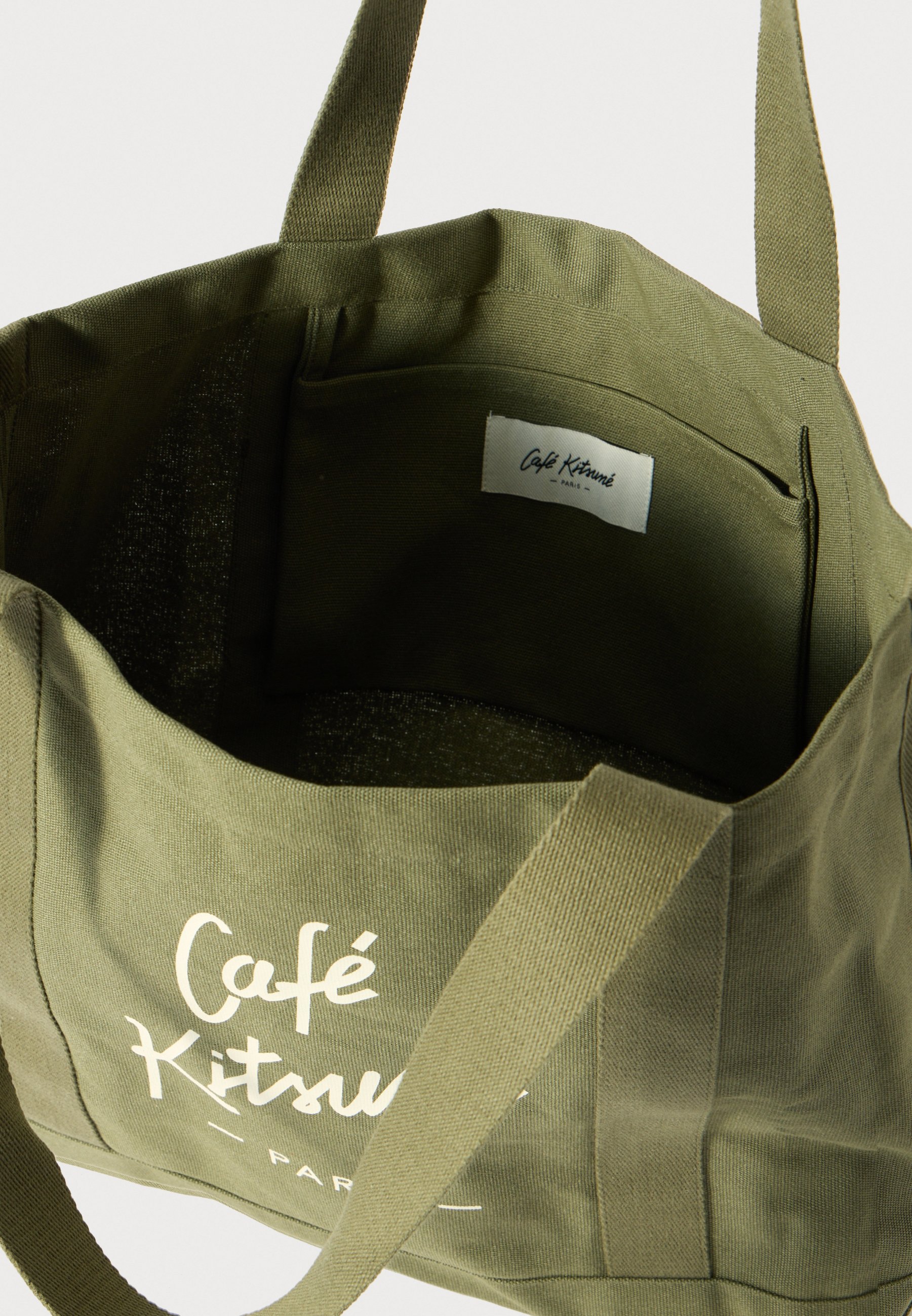 Café Kitsuné TOTE - Tote bag - dark khaki/khaki - Zalando.co.uk