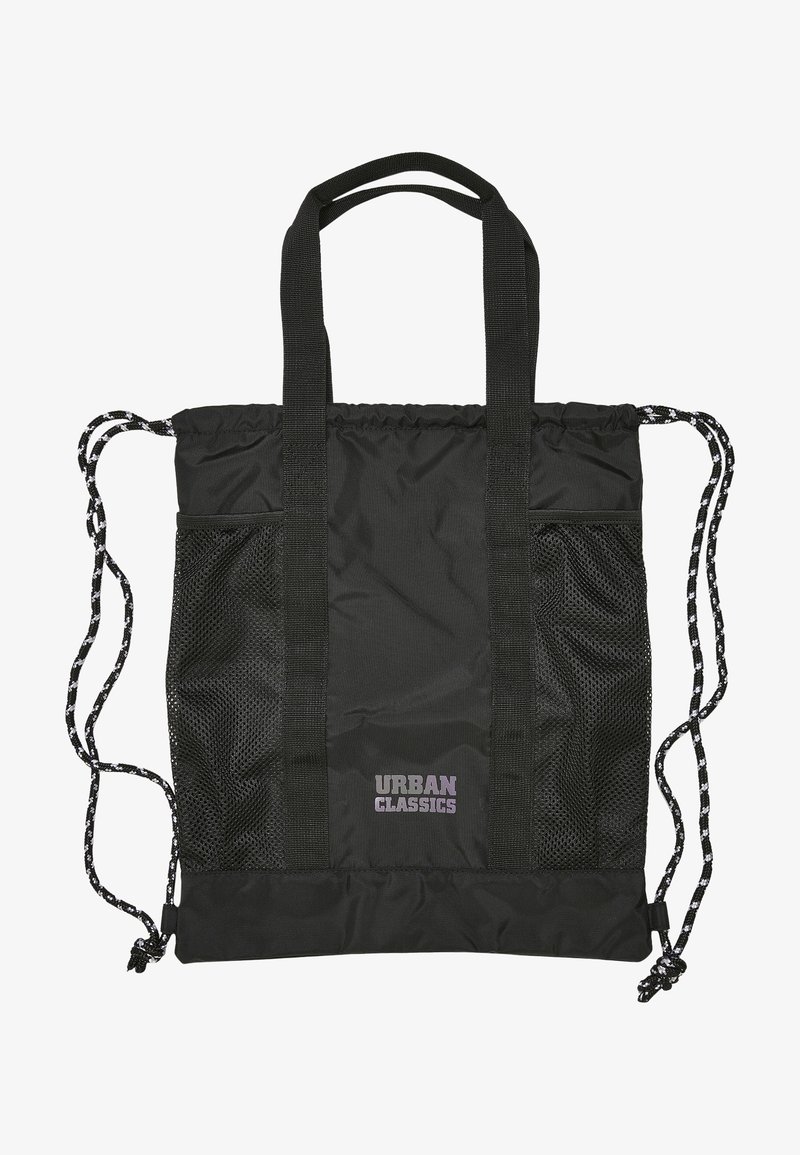 Fekete vászontáska, tartós nylonszövetből készült. Háló oldalzsebekkel, állítható húzózárral és dupla pántokkal rendelkezik. A szöveg így hangzik: "URBAN CLASSICS."