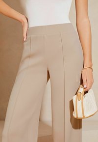 Lipsy HIGH WAIST WIDE LEG  - Tygbyxor - stone cream