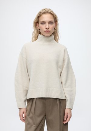 VILA, VISIA L/S HIGH NECK KNIT PULLOVER-NOOS - Пуловер - birch/melange