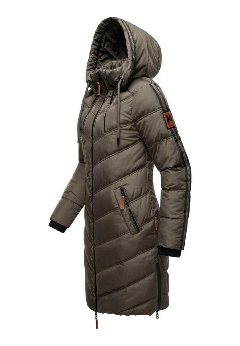 MARIKOO Winterjas voor dames, winterjas, parka, lange gewatteerde winterjas B979, grijs, XS