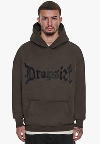 Dropsize - SUPER HEAVY MIDDLE EMBO - Pulover s kapuco - washed black black Miniaturna slika 1