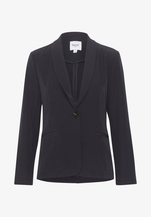 Svart kavaj med slagkrage, enkel knappstängning, två framfickor och långa ärmar. Slät tyg med skräddarsydd passform.