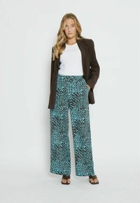 Desires ENUR HIGH WAISTED WIDE PANT - Pantalon classique - crystal teal print
