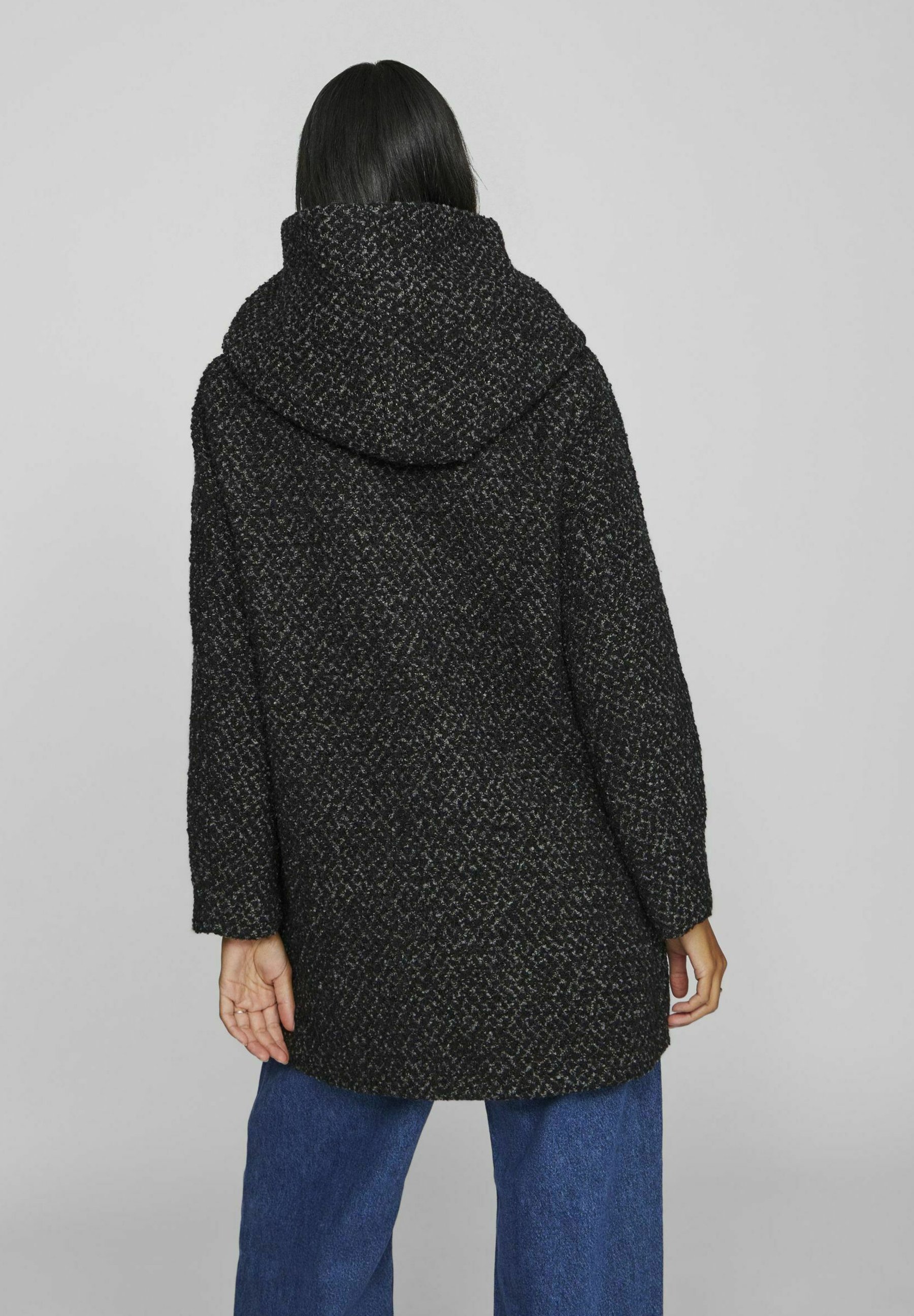 VILA Hooded - Short coat - medium grey melange/dark grey - Zalando
