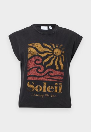 VILA, VIPETONE O NECK SUN TANK - Μπλουζάκι με στάμπα - black beauty