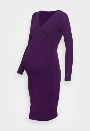 Anna Field MAMA V AUSSCHNITT MINI BODYCON RIPP STRICKKLEID - Robe pull - purple