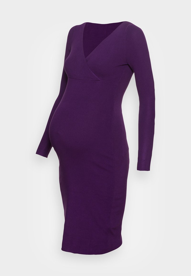 Anna Field MAMA V AUSSCHNITT MINI BODYCON RIPP STRICKKLEID - Φόρεμα-πουλόβερ - purple
