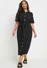 Yours Clothing TIE WAIST - Skjortklänning - black