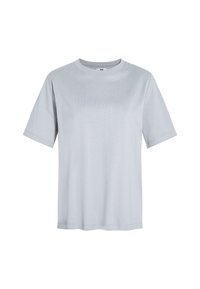 Light gray short-sleeve t-shirt made from soft fabric, featuring a crew neckline and a relaxed fit. No patterns or additional accents.