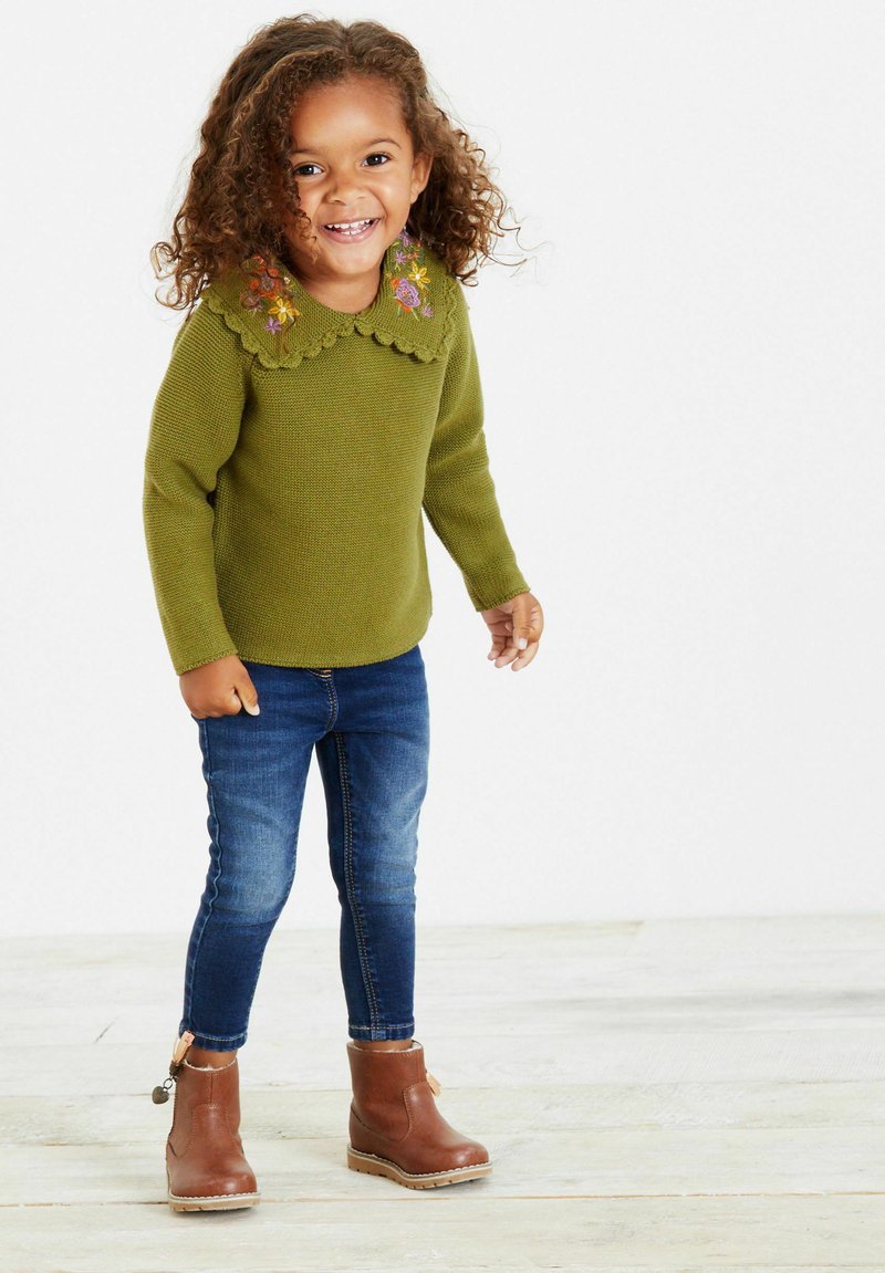 Next Embroidered Collar Jumper Strickpullover green/grün Zalando.de