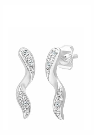 DIAMOND SET TWIST DROP STUD - Oorbellen - white gold-coloured