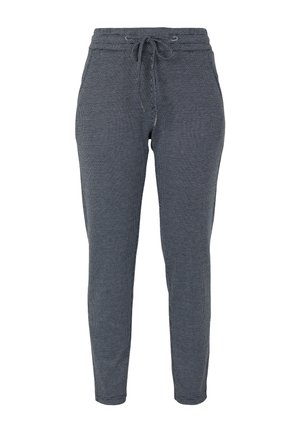 Blaugrau strukturierte Strick-Jogginghose mit elastischem Bund und verstellbarem Kordelzugverschluss.