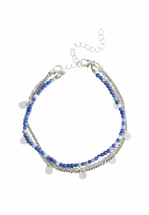 Next, BEADED 3 LAYER  - Anklet - blue silver tone