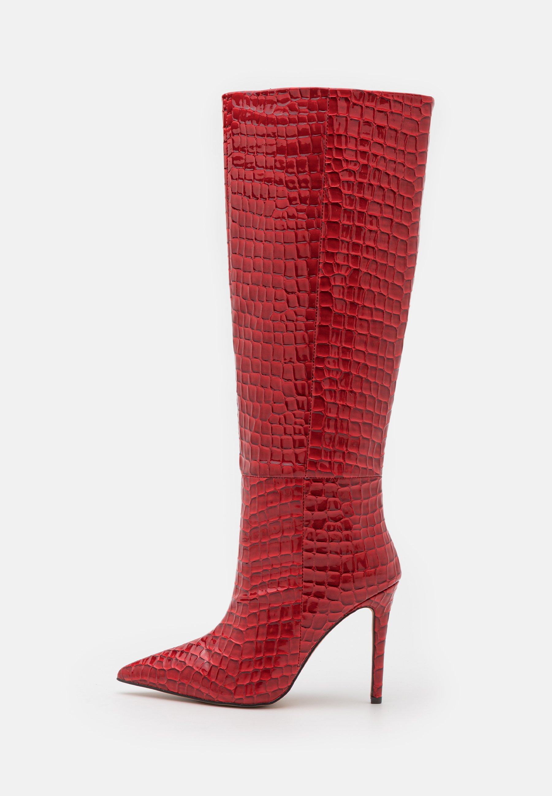 NA-KD CROC STILETTO BOOTS - Laarzen - red/rood - Zalando.be