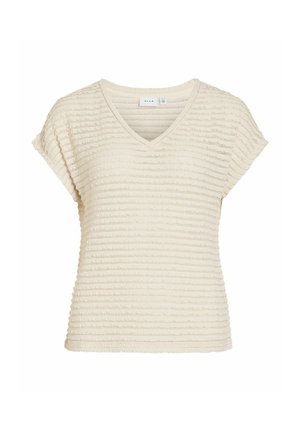 VILA, CAP SLEEVE TOP VILOGAN V-NECK - Blouse - birch