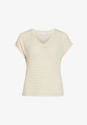 VILA, CAP SLEEVE TOP VILOGAN V-NECK - Blouse - birch