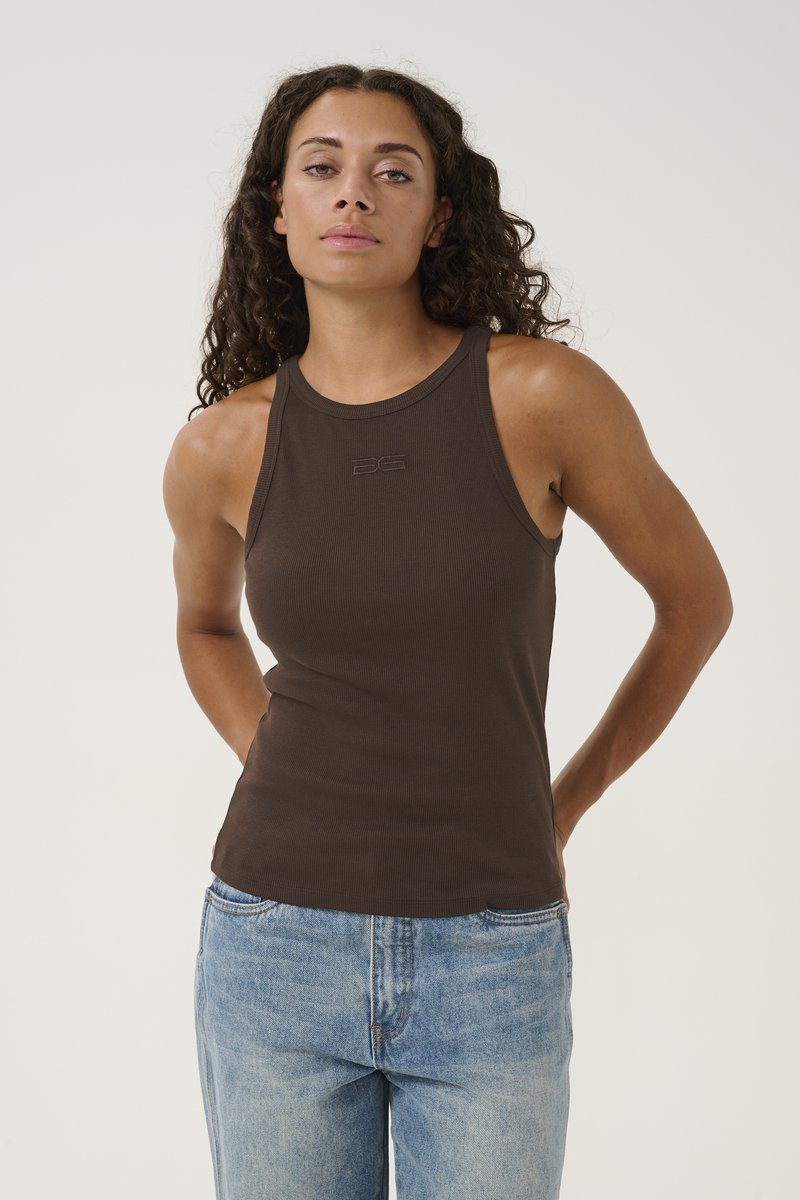 Gestuz DREW LOGO TANK - Felső - dark brown