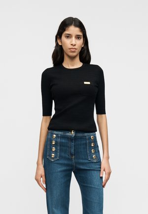 WOMEN KNITTED SWEATER - Lihtne T-särk - nero