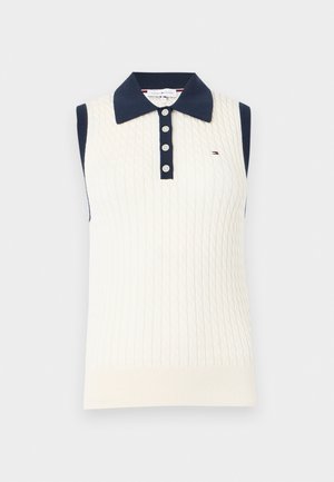 Tommy Hilfiger, FINE CABLE SLEEVELESS - Poloshirt - ivory petal