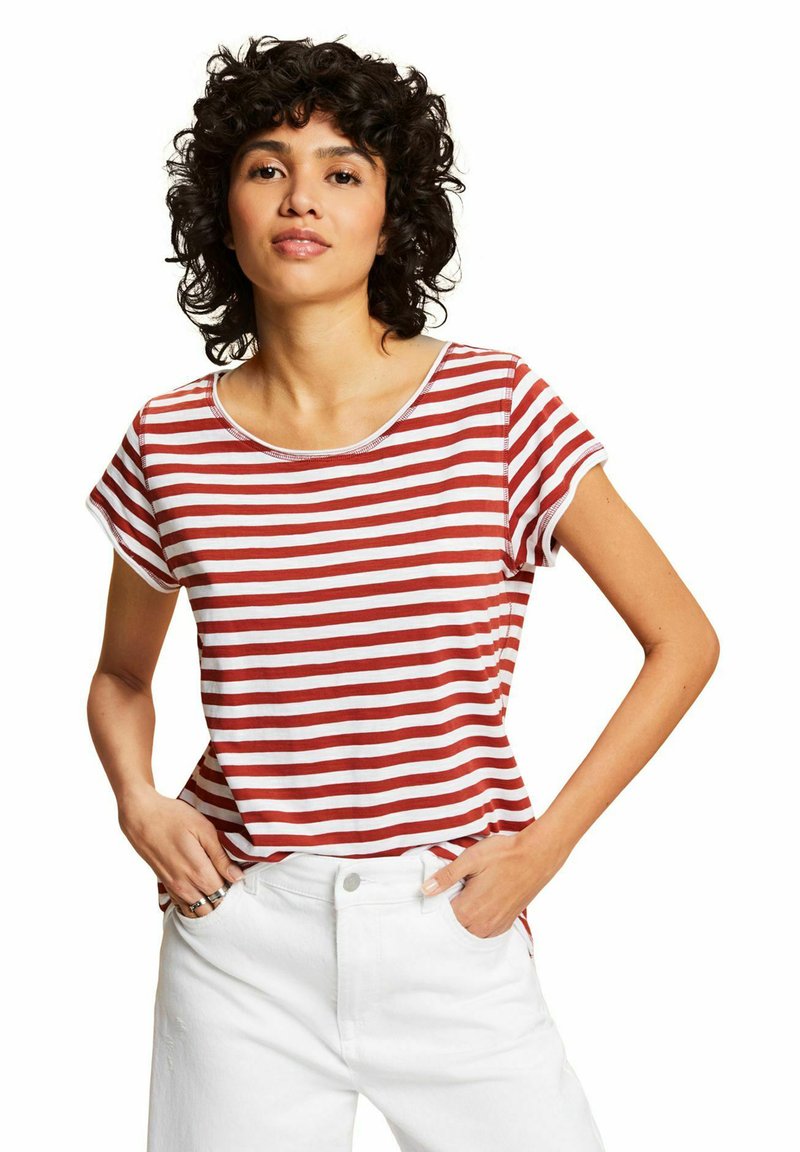 T-shirt ESPRIT Classic Stripe Donna, Girocollo, Righe, In Cotone Biologico