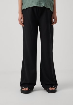 LINEN BLEND - Pantalones - black