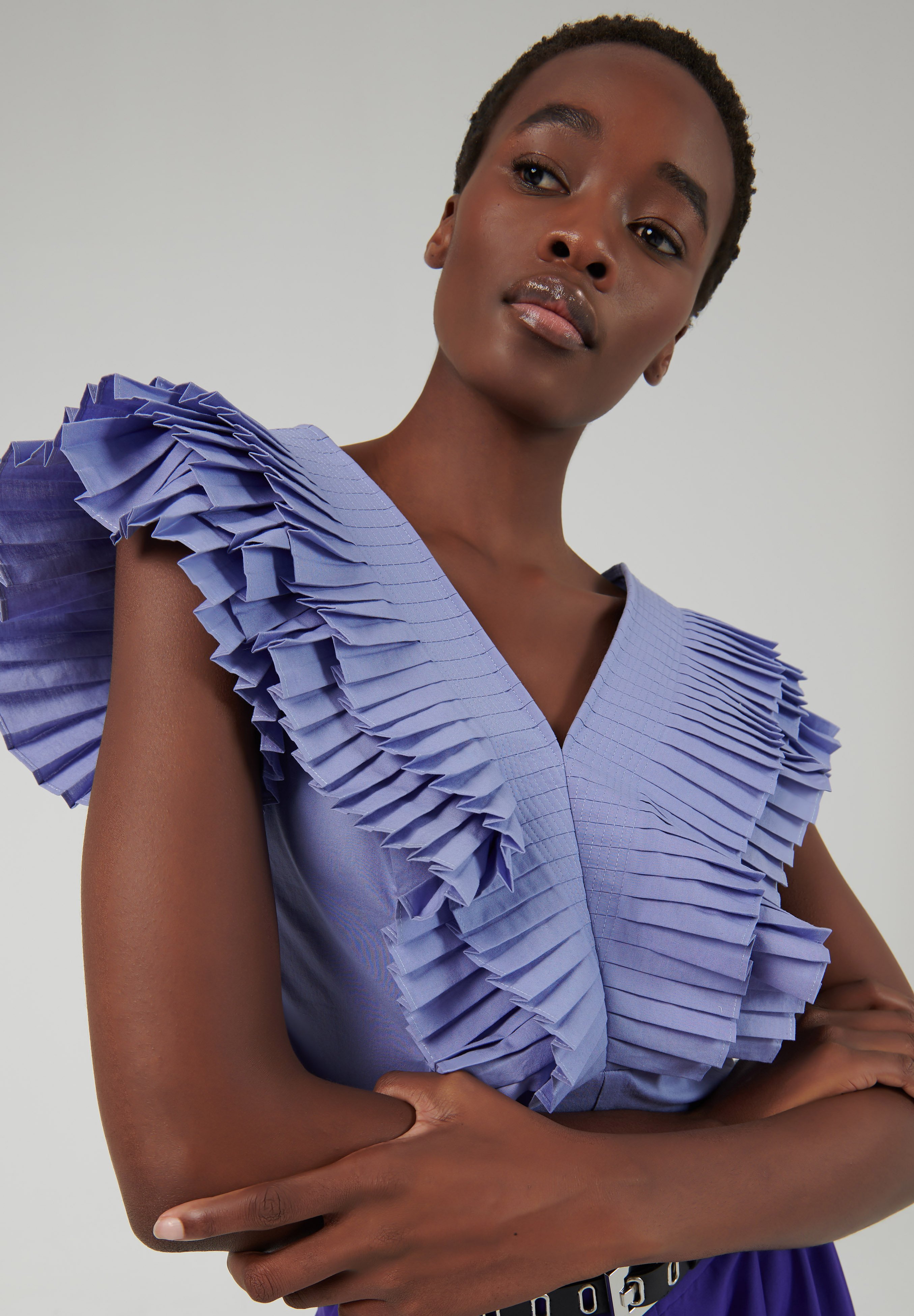 pleated ruffle blouse