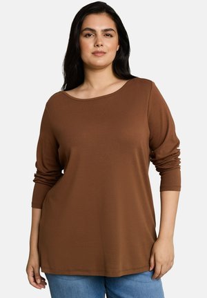 TOM TAILOR, T-SHIRT BOAT NECK - Maglietta a manica lunga - camel