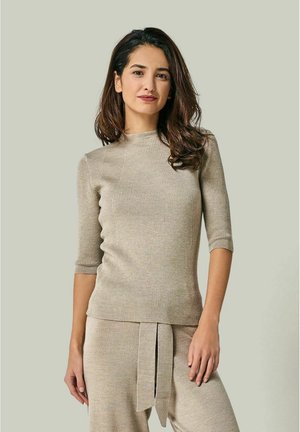 DARIA - MERINO WOLLE HALBARM-PULLOVER - Strickpullover - taupe