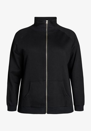 Zizzi, SWEATJACKE MIT HOHEM KRAGEN UND REISSVERSCHLUSS - Φούτερ με φερμουάρ - schwarz