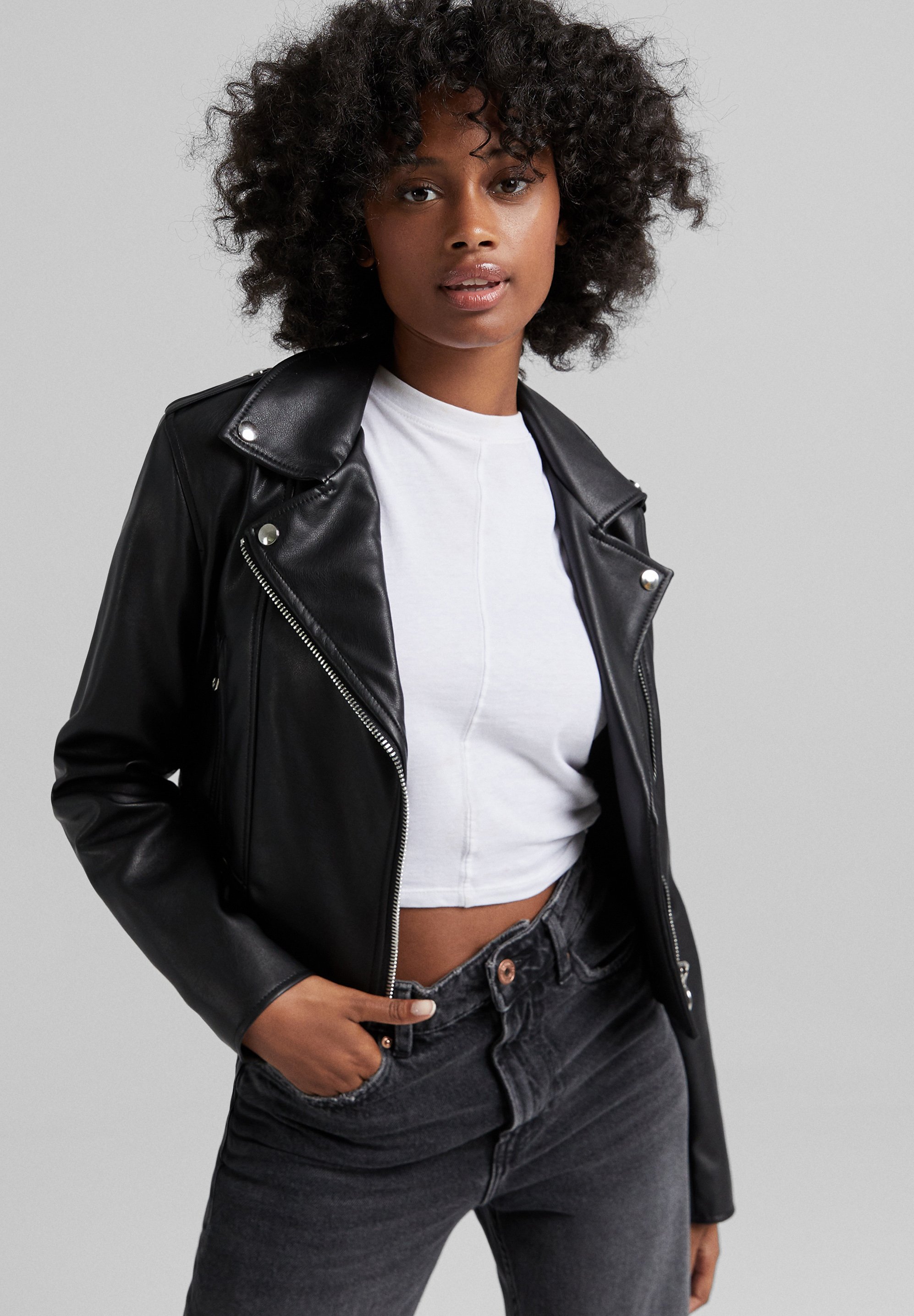 Bershka Giacca in similpelle - black/nero - Zalando.it