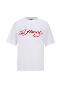 SKULL FLAME DIAMANTE - T-Shirt print - white