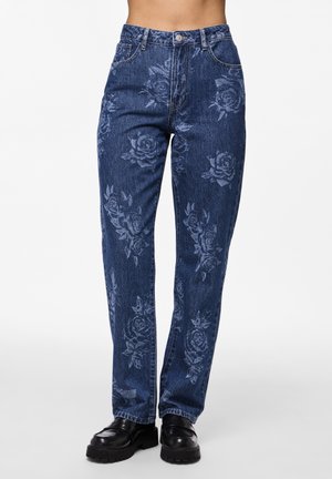 PCFLORA PANTS - Straight leg jeans - dark blue denim