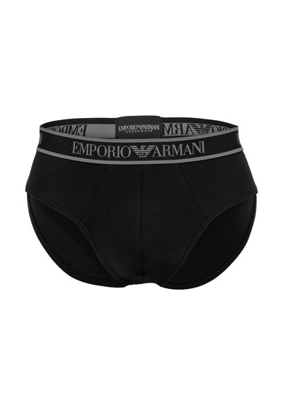Culotte en coton noir avec une ceinture élastique de marque gris. Présente une coupe classique avec une texture lisse et sans motifs supplémentaires.