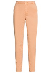Persikofärgade byxor i bomull med slim fit, med knäppning fram, sidfickor och en jämn textur.