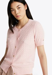 Tommy Hilfiger RICH SHORT SLEEVE  - Strickjacke - heather foggy pink