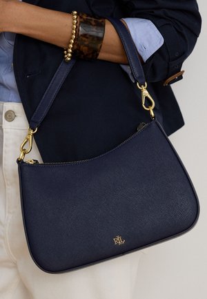 Lauren Ralph Lauren, CROSSHATCH LEATHER MEDIUM DANNI BAG - Sac à main - refined navy
