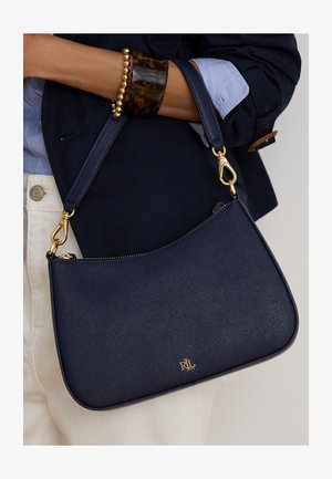 Lauren Ralph Lauren, CROSSHATCH LEATHER MEDIUM DANNI BAG - Sac à main - refined navy