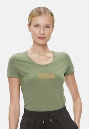 Guess, STUDS BOX - T-shirt imprimé - khaki