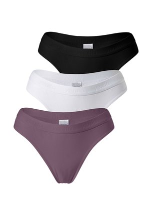 3ER SET MIT ELASTISCHEM LOGOBUND - Perizoma - schwarz-weiss-pflaume