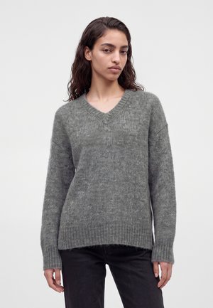 Filippa K, HAIRY V NECK - Пуловер - grey melange