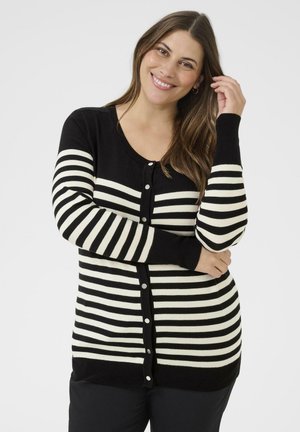 Kaffe Curve LIZZY STRIPE - Gilet - black/turtledove half stripe