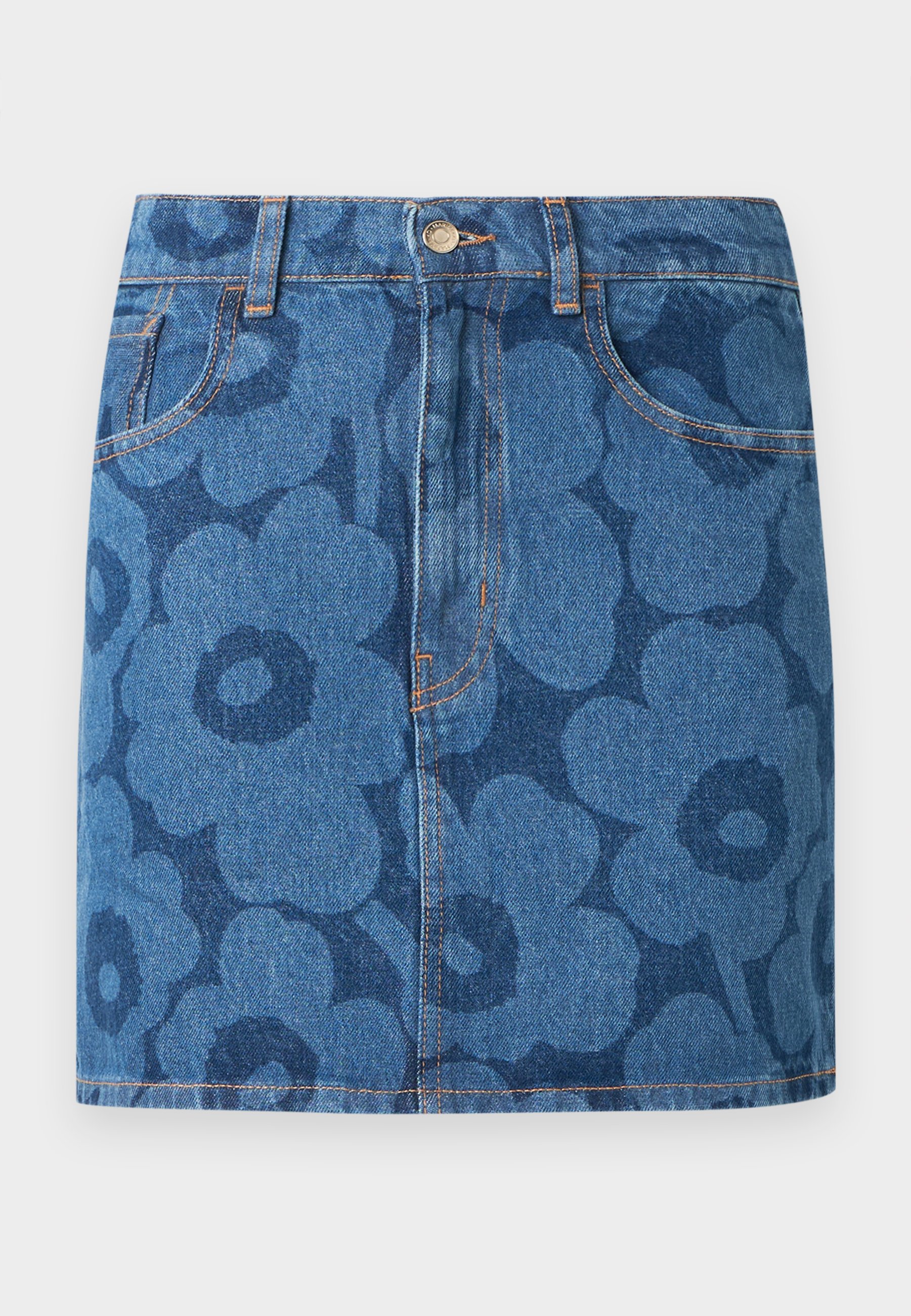 Marimekko RUUDUT UNIKKO - Mini skirt - mid indigo/blue denim
