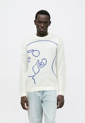 ONSSHAMILTON CREW - Strickpullover - ecru/royal blue