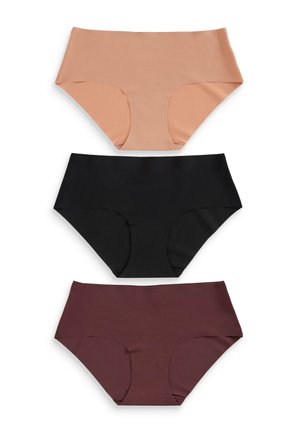 Tri para visokih gačic: nude, črne in burgundske. Vse imajo gladko teksturo in usklajene odprtine za noge.