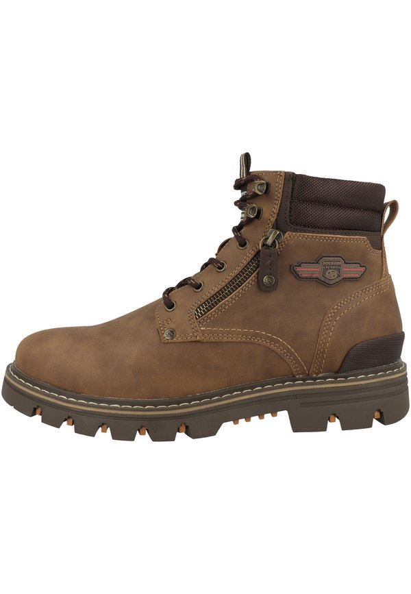 Schnürstiefelette - cognac