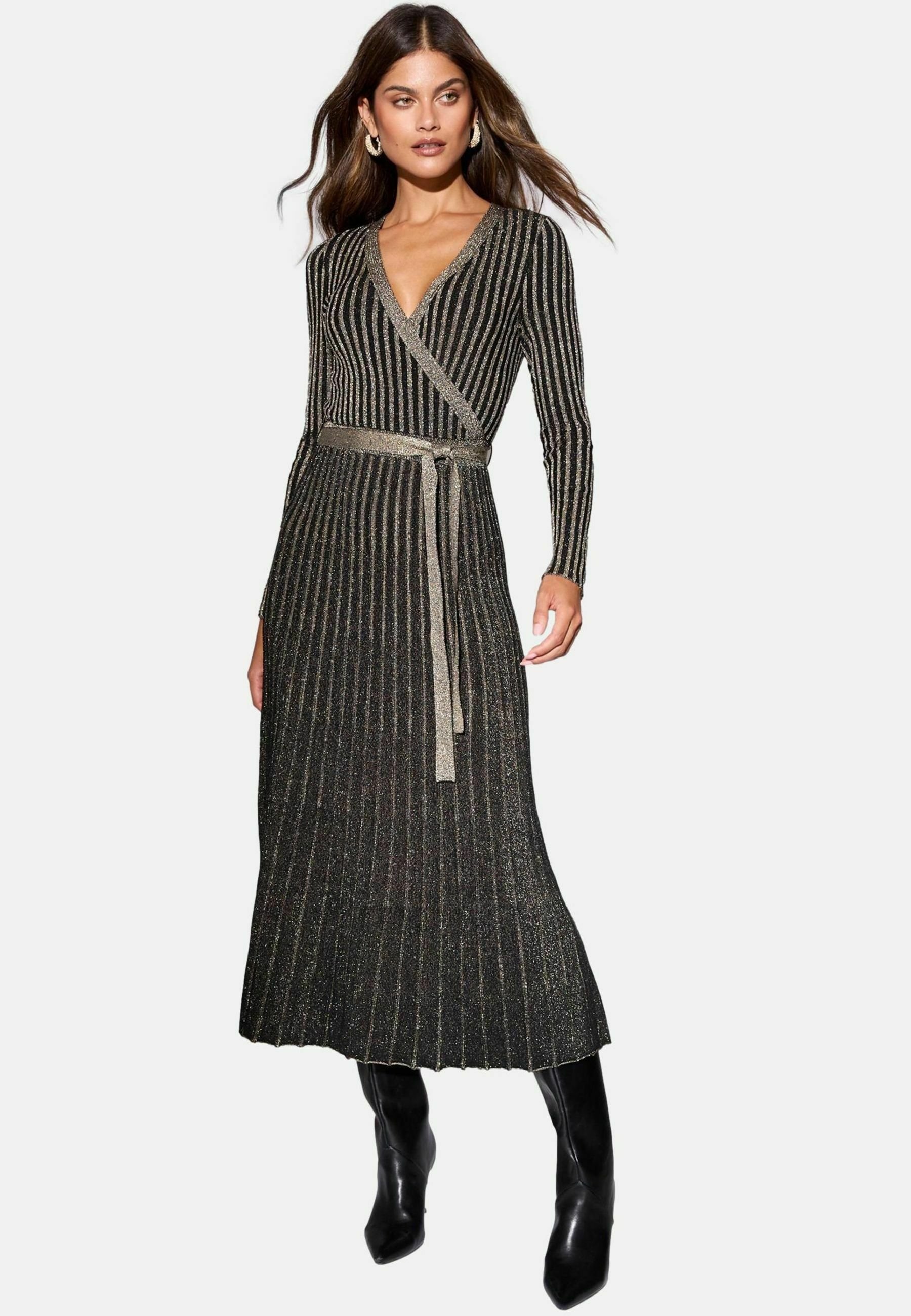 Lipsy REGULAR FIT WRAP NECK BELTED SPARKLE Jumper dress