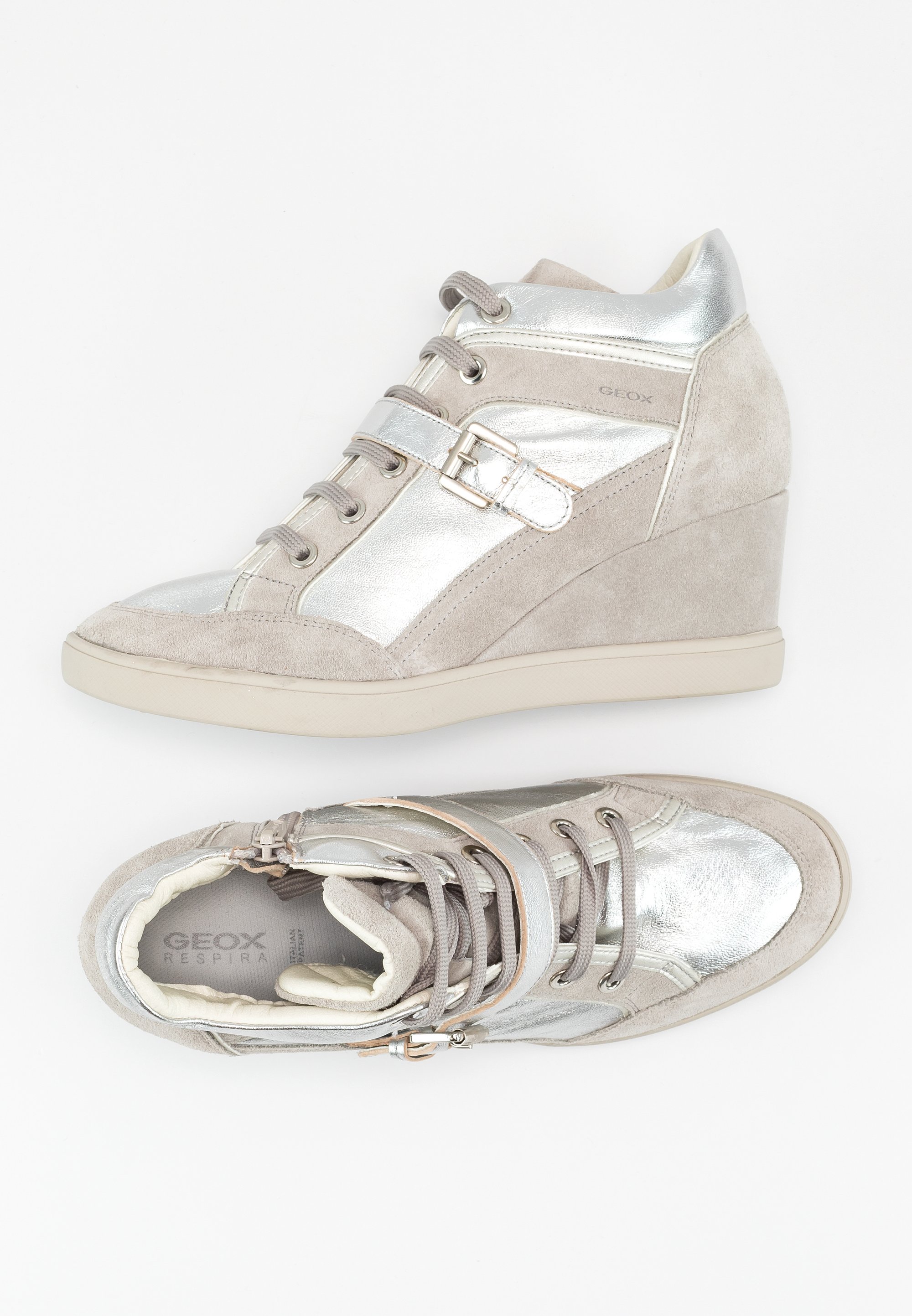 Geox Platform ankle boots silver/silver-coloured (Pre-owned