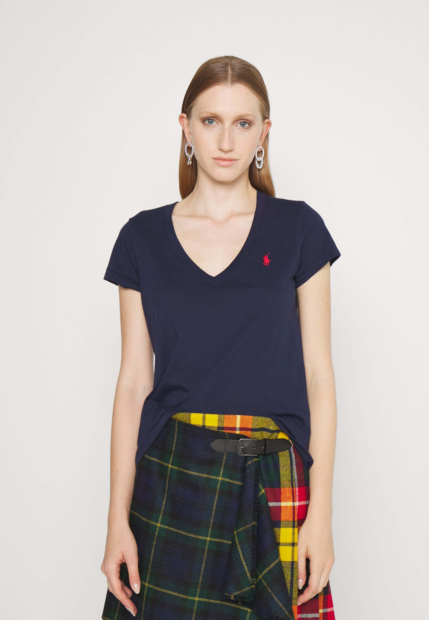 navy blue polo v neck t shirt