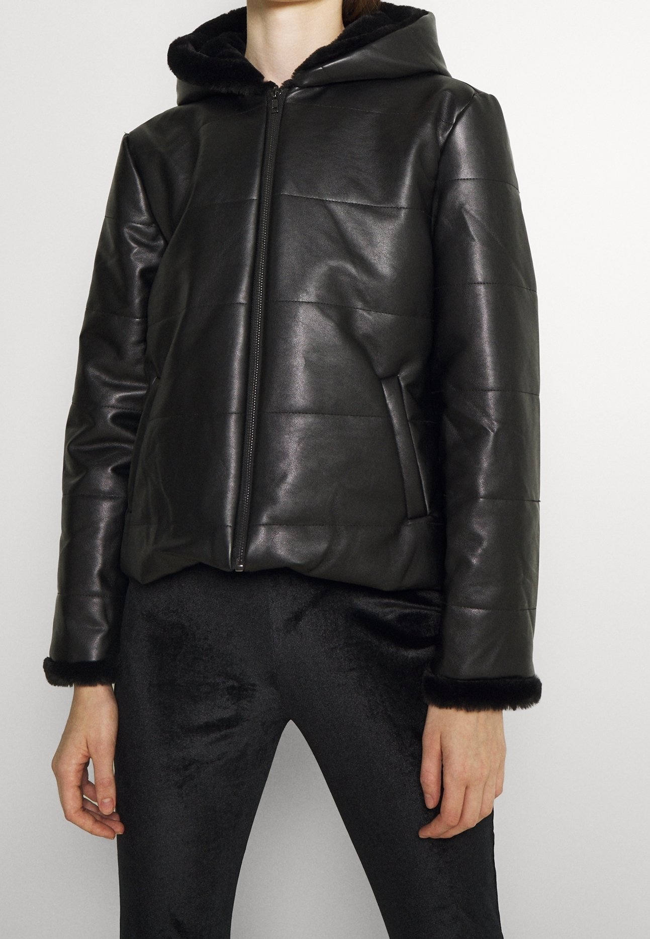 ONLY Faux leather jacket - black - (Pre-owned) - Zalando